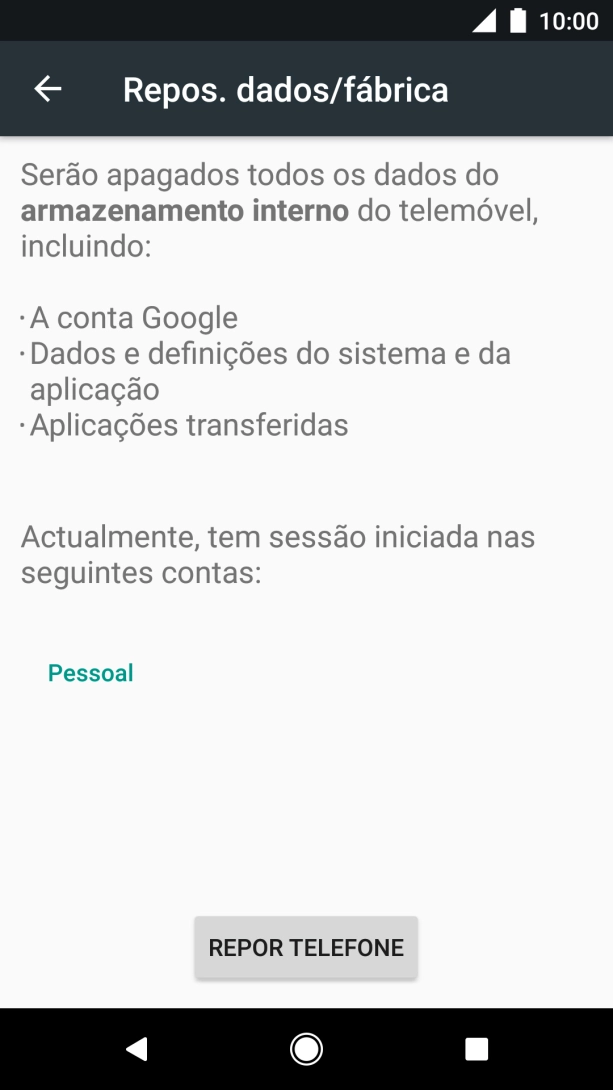 Prima REPOR TELEFONE.