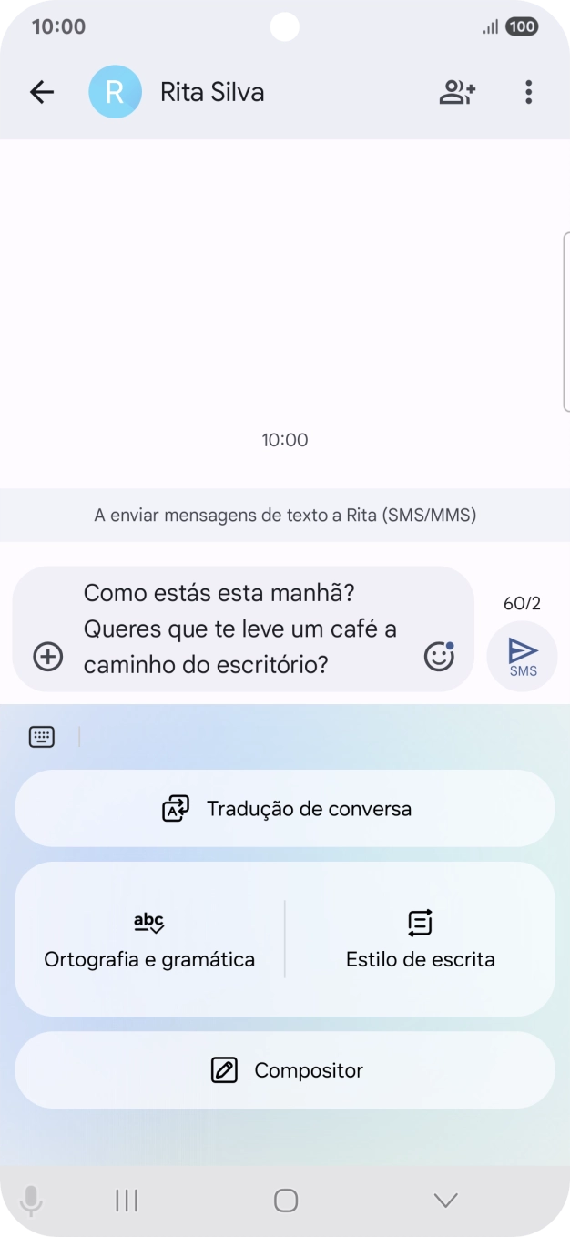 Para alterar o estilo de escrita do seu texto, prima em Estilo de escrita e siga as indicações no ecrã, para utilizar a função.