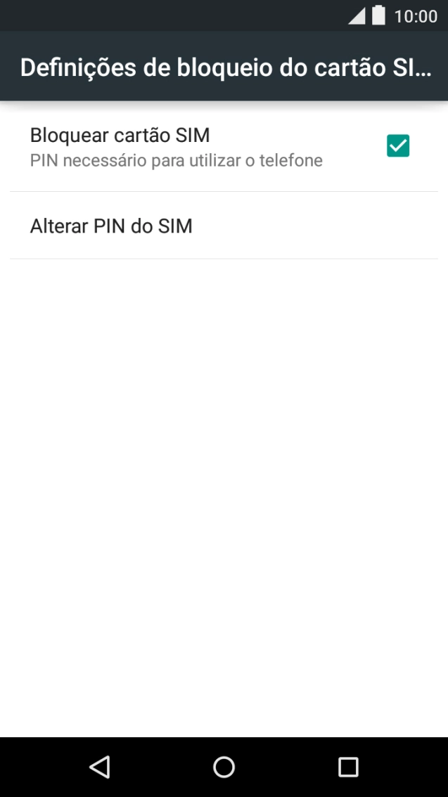 Prima Bloquear cartão SIM para ativar ou desativar a função.
