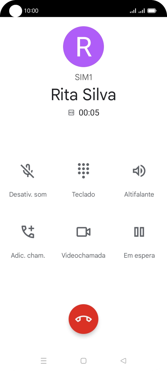 Prima o ícone para terminar a chamada.
