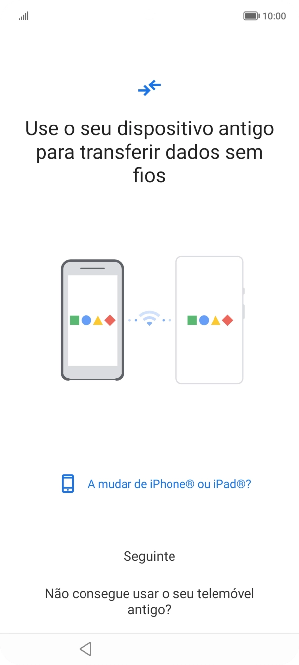 Siga as indicações no ecrã para transferir conteúdo de outro telefone e completar a ativação do telefone.