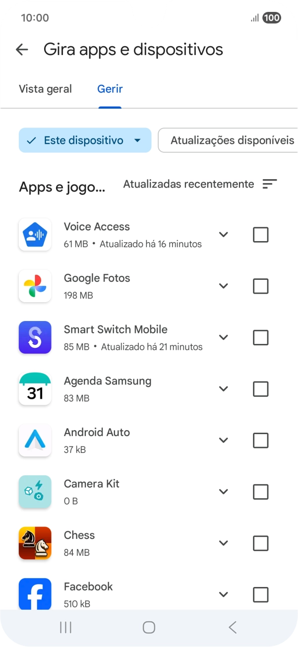 Prima a app pretendida.