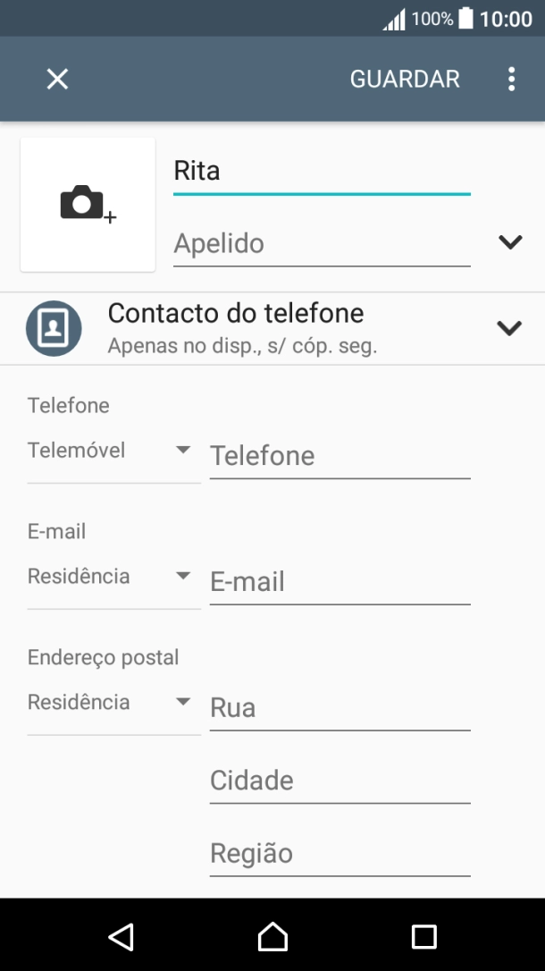 Prima Apelido e introduza o apelido.