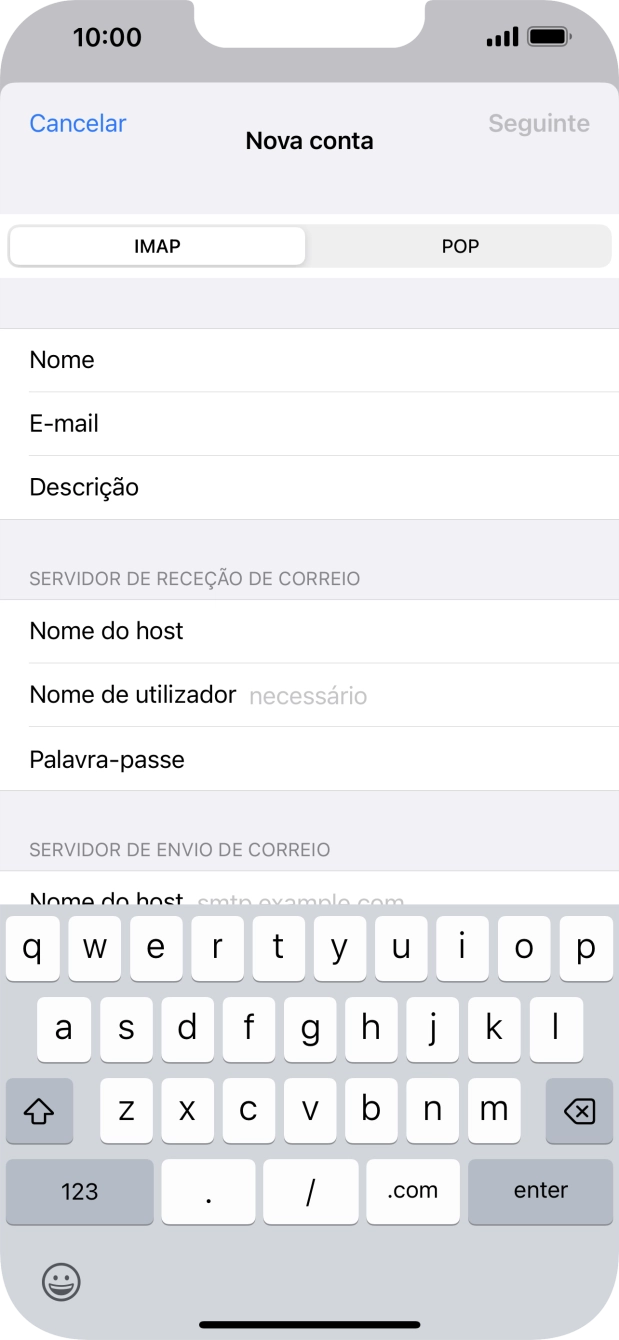 Prima Nome de utilizador e introduza o nome de utilizador da sua conta de e-mail.