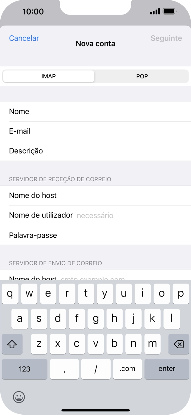 Prima Nome de utilizador e introduza o nome de utilizador da sua conta de e-mail.