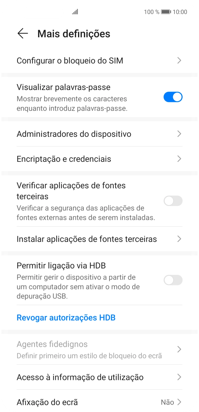 Prima Configurar o bloqueio do SIM.