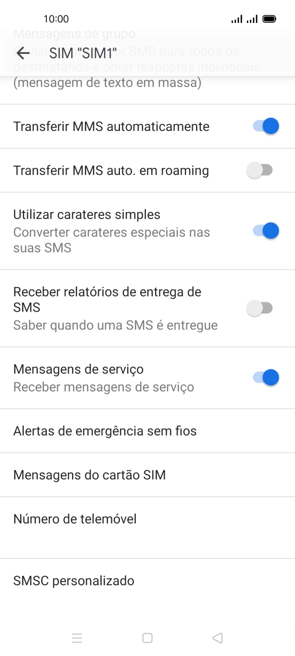 Prima SMSC personalizado.