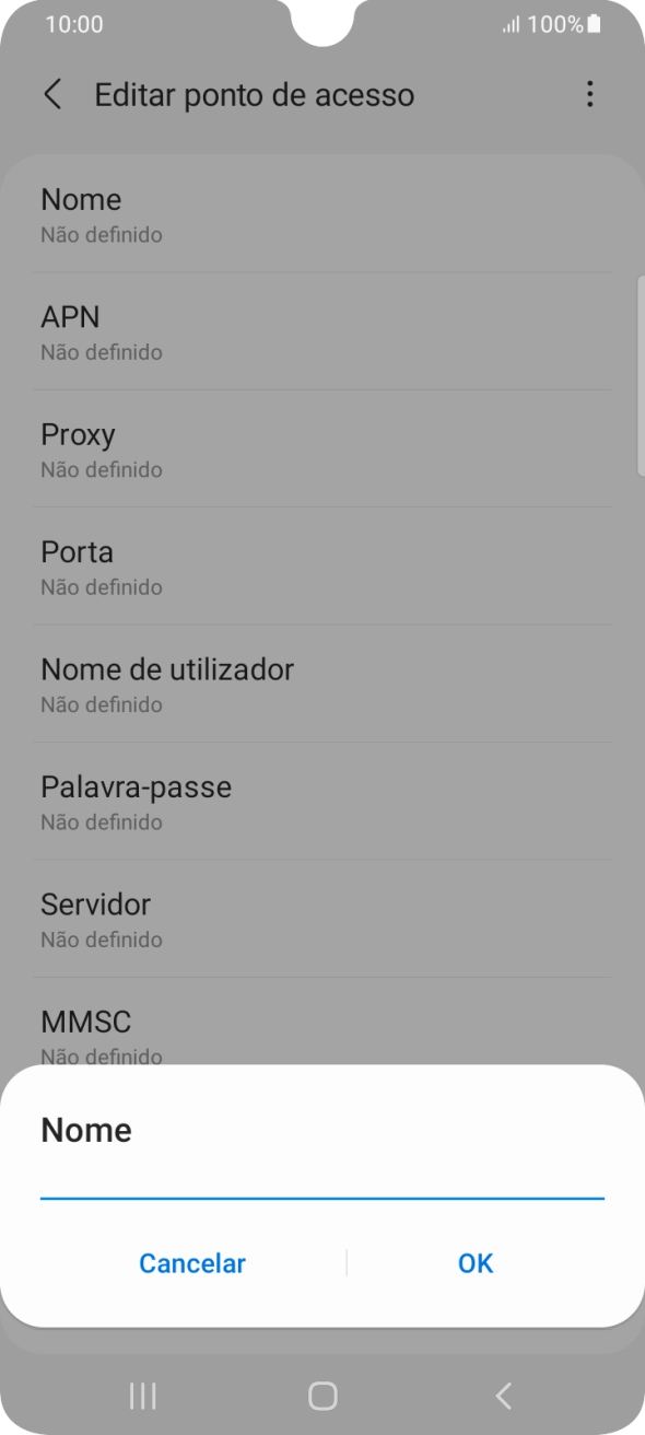 Introduza Vodafone Internet e prima OK.