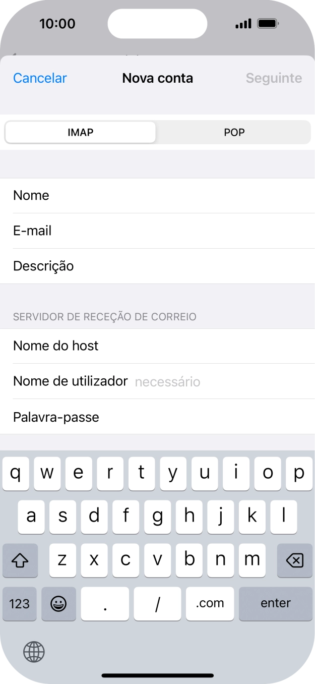 Prima Nome de utilizador e introduza o nome de utilizador da sua conta de e-mail.