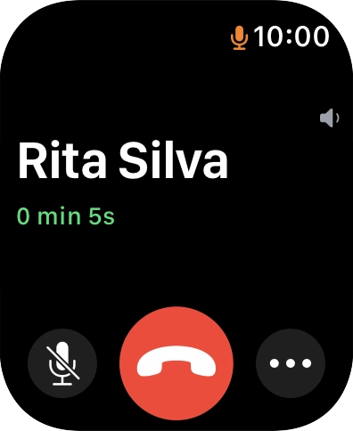 Prima o ícone de terminar chamada para terminar a chamada e voltar ao ecrã inicial.