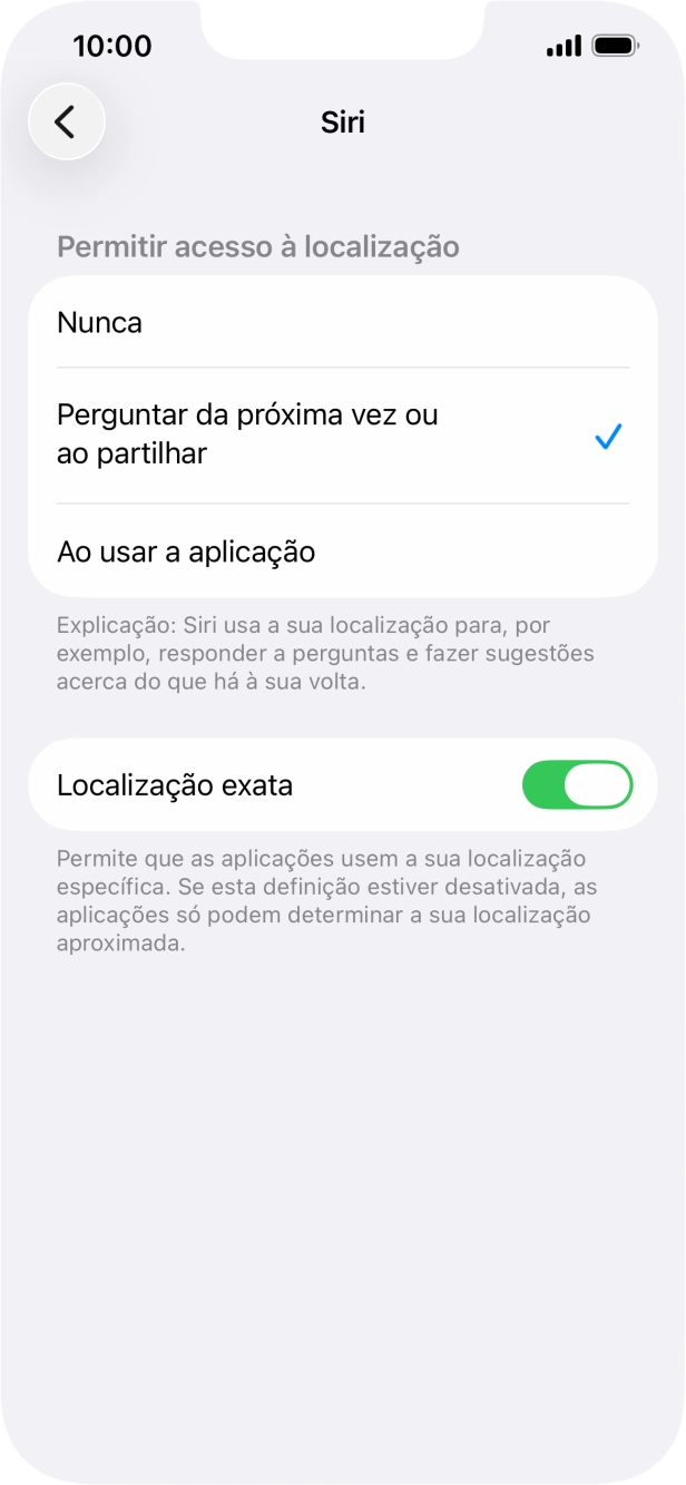 Prima a definição pretendida para ativar ou desativar a função.