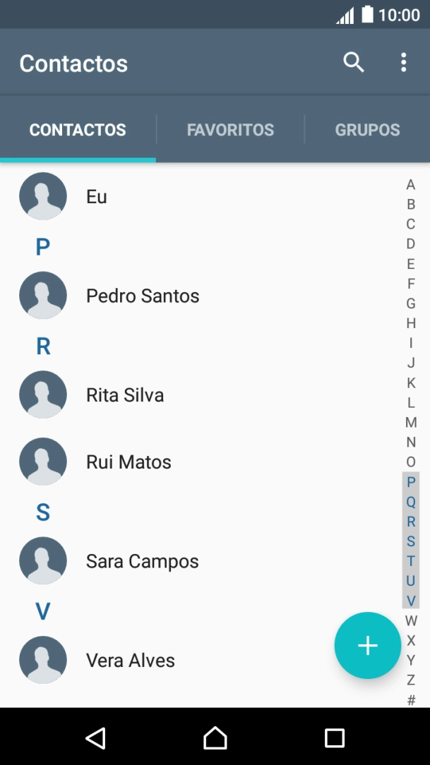 Prima o ícone de novo contacto.
