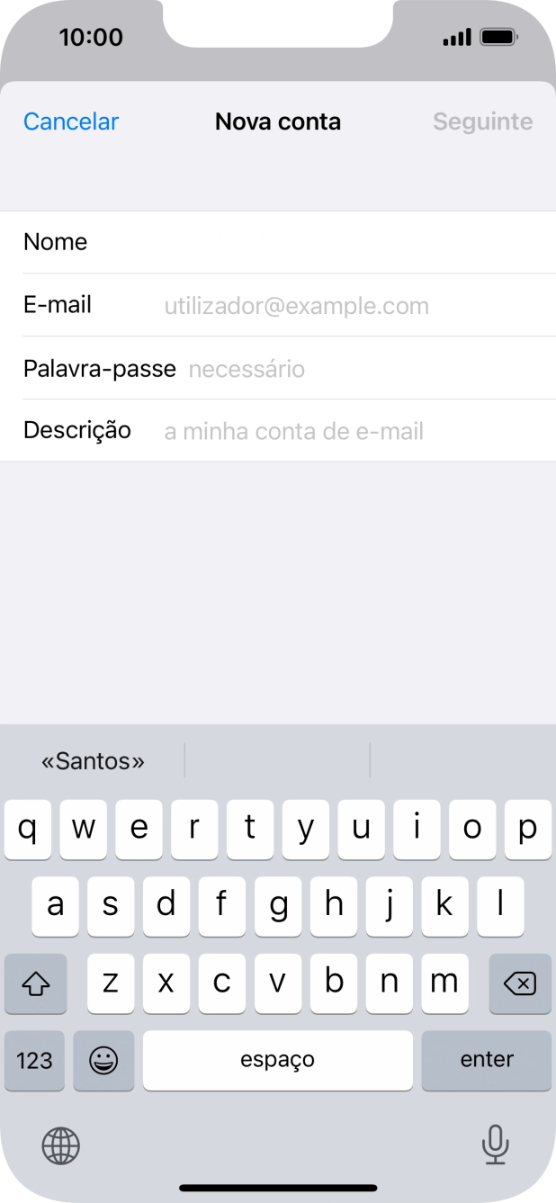 Prima E-mail e introduza o seu endereço de e-mail.