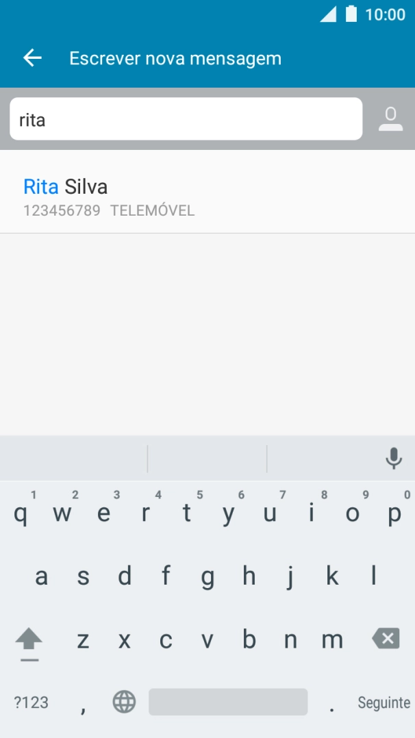 Prima o contacto pretendido.