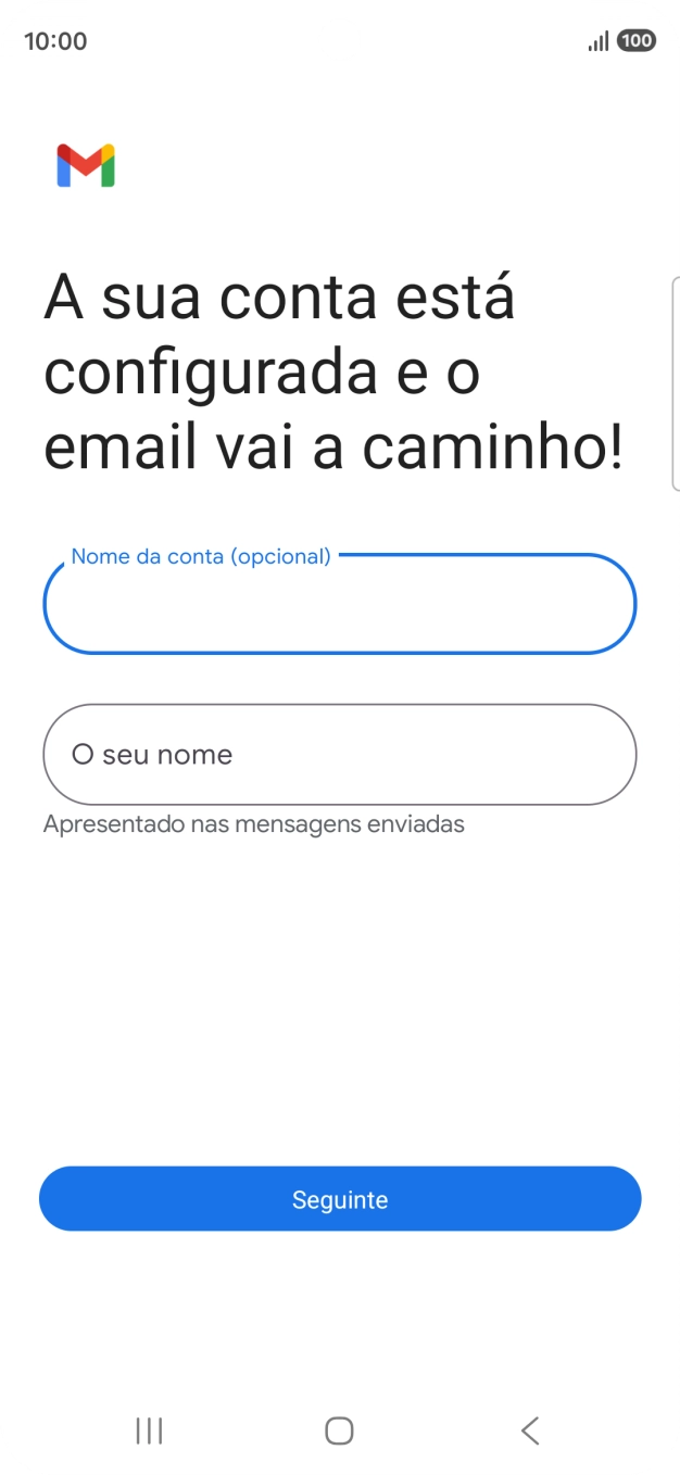 Prima O seu nome e introduza o nome do remetente pretendido.