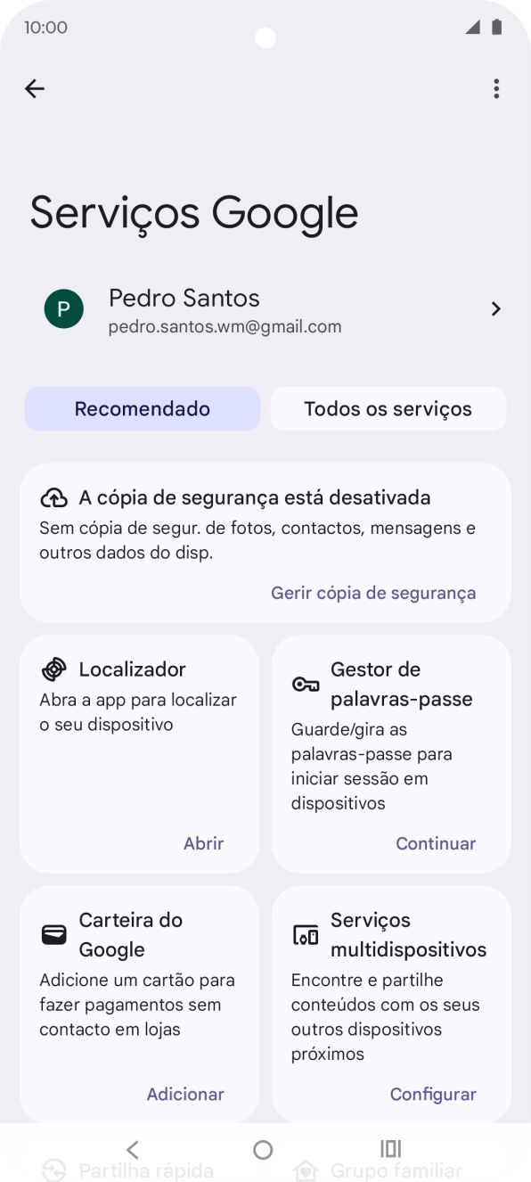 Prima Todos os serviços.