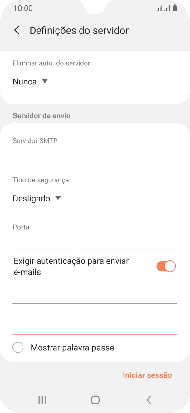 Prima Iniciar sessão.
