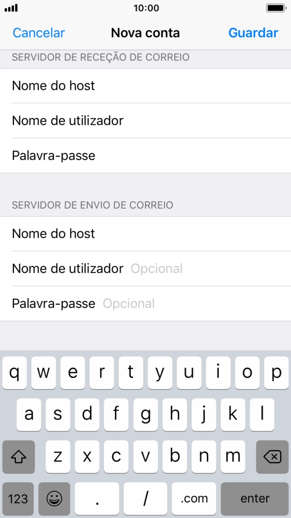 Prima Nome de utilizador e introduza o nome de utilizador da sua conta de e-mail na Vodafone.