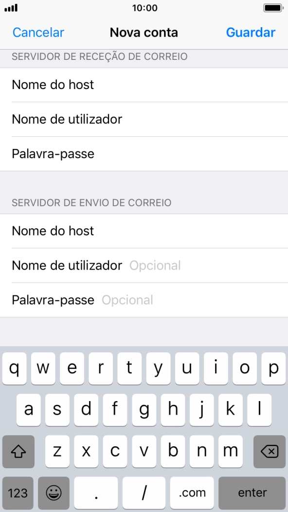 Prima Nome de utilizador e introduza o nome de utilizador da sua conta de e-mail.
