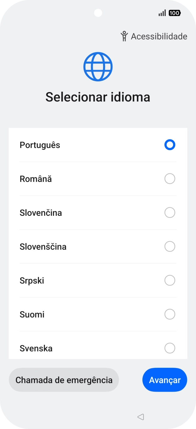 Prima o idioma pretendido.