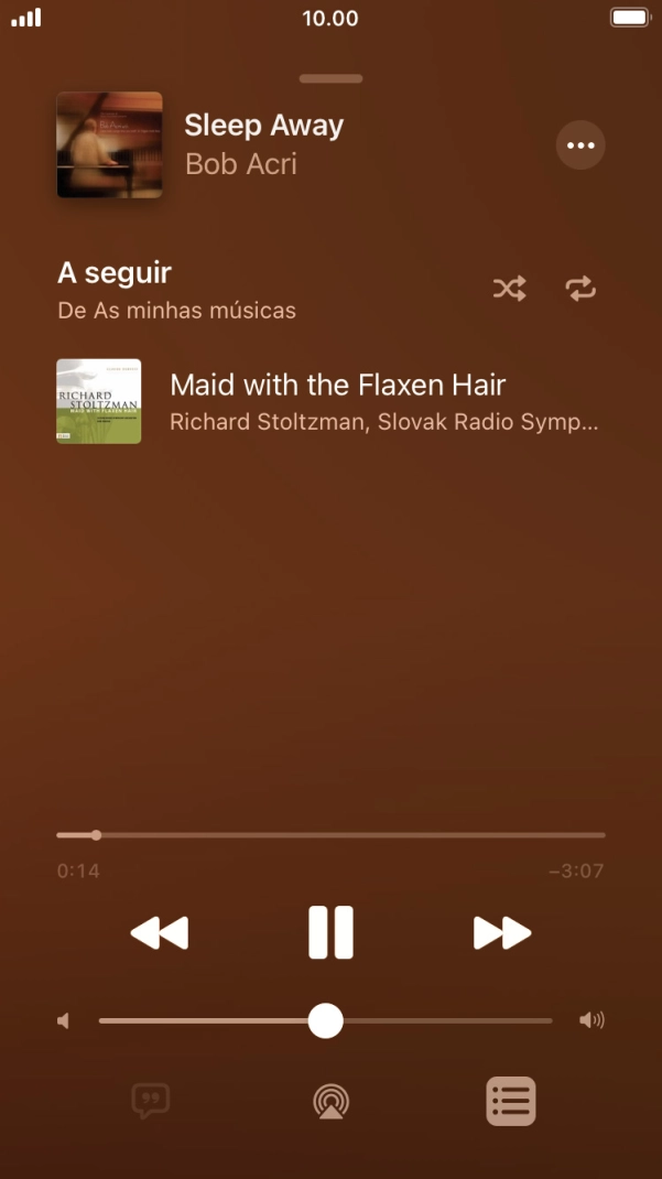 Prima o ícone de reprodução aleatória para ativar ou desativar a função.