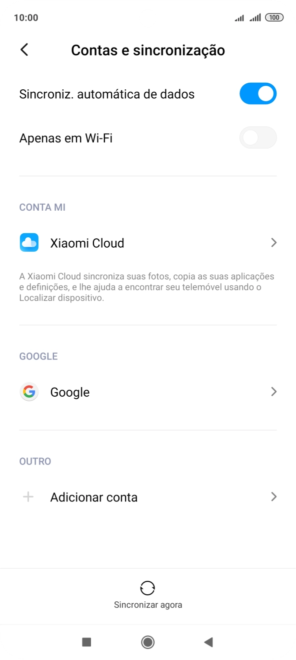 Prima Adicionar conta.