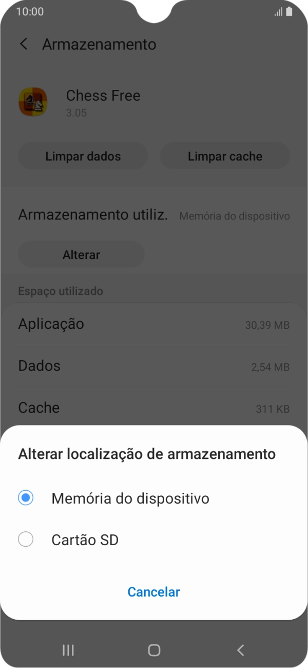 Prima o nome do cartão de memória.