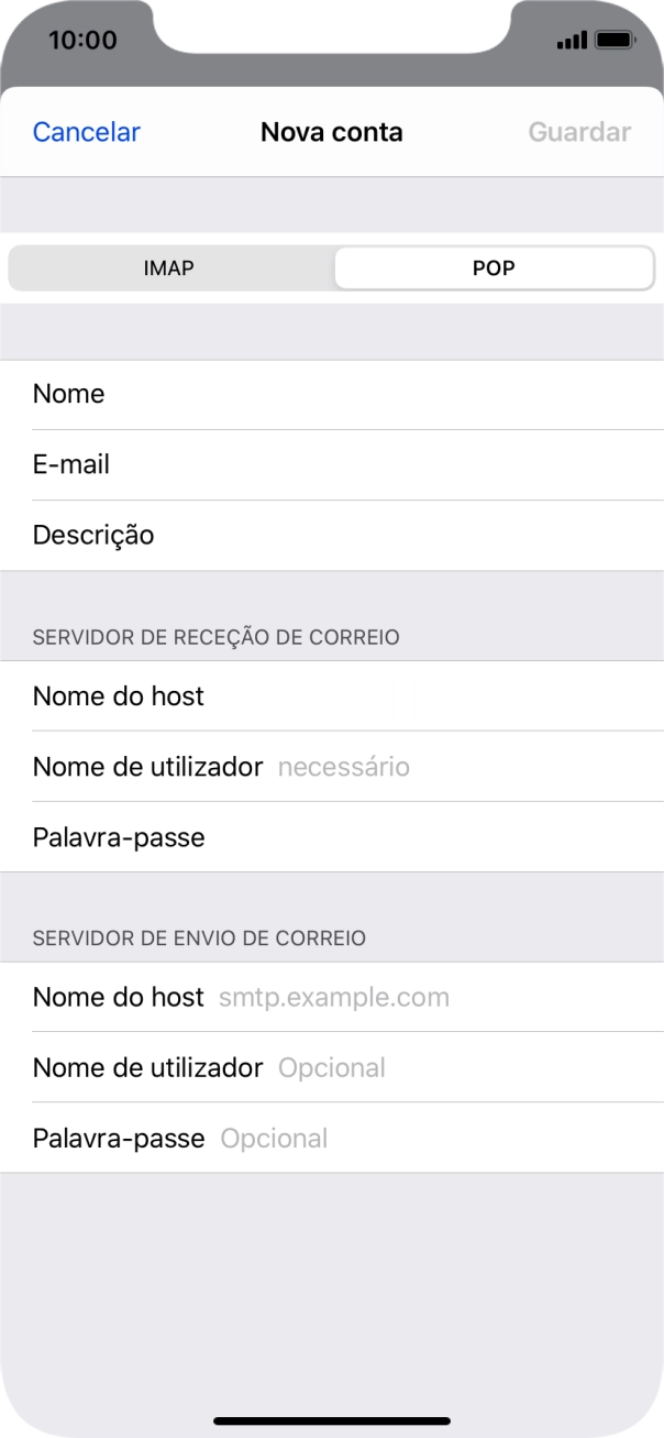 Prima Nome de utilizador e introduza o nome de utilizador da sua conta de e-mail.