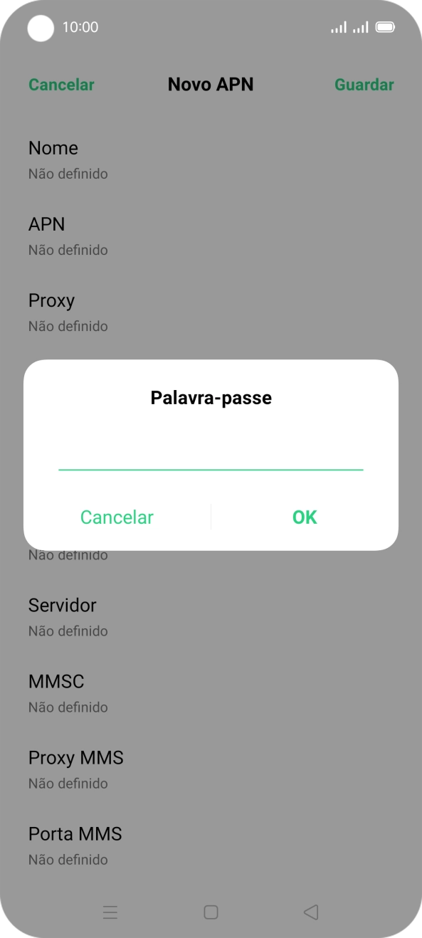 Introduza vodafone e prima OK.