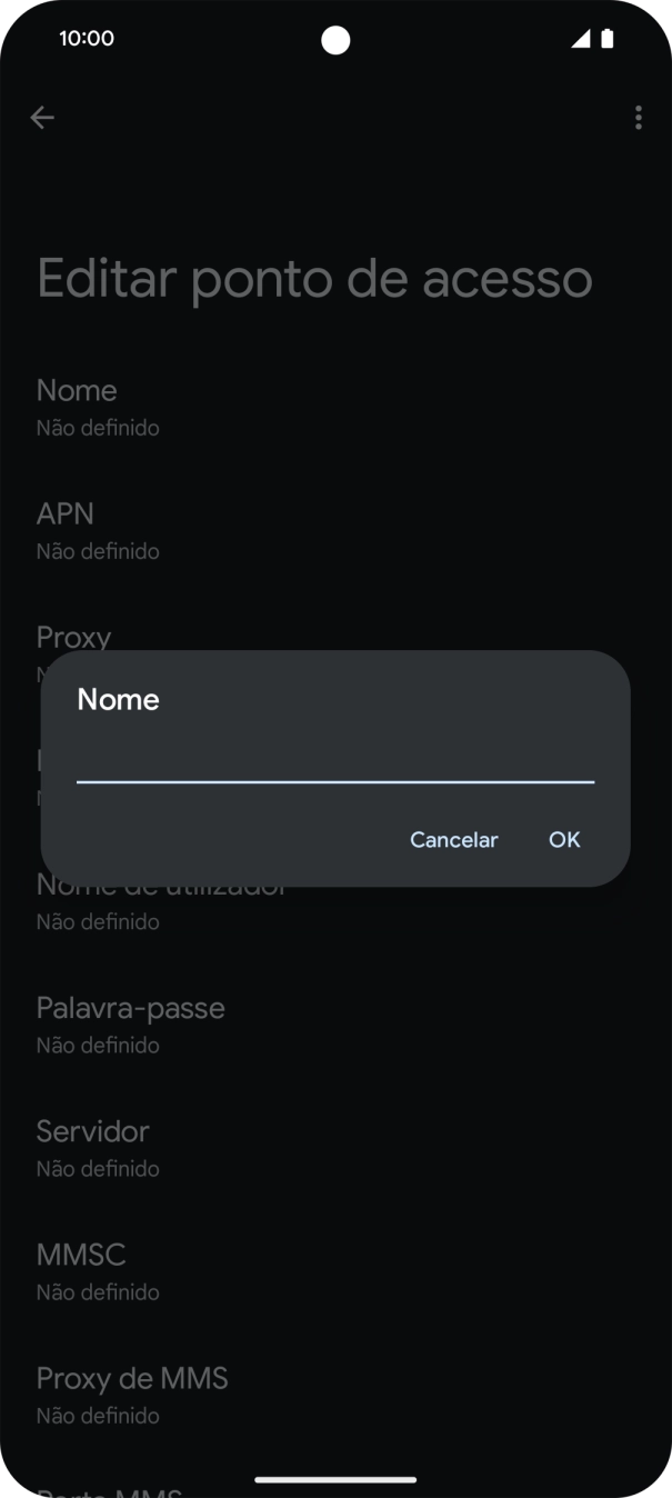 Introduza Vodafone Internet e prima OK.