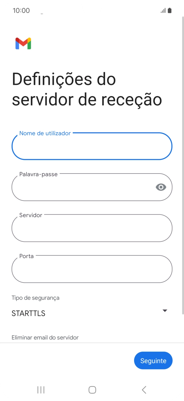 Prima Servidor e insira pop.vodafone.pt.