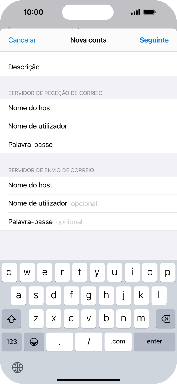 Prima Nome de utilizador e introduza o nome de utilizador da sua conta de e-mail na Vodafone.