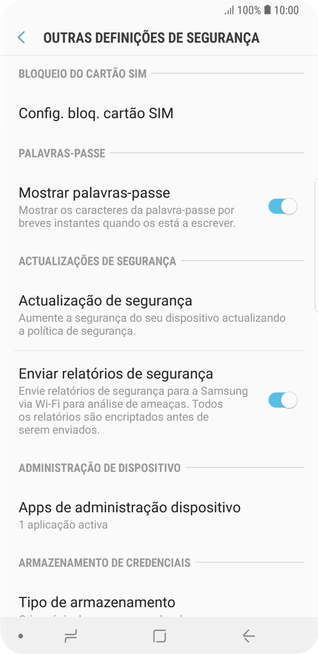 Prima Config. bloq. cartão SIM.