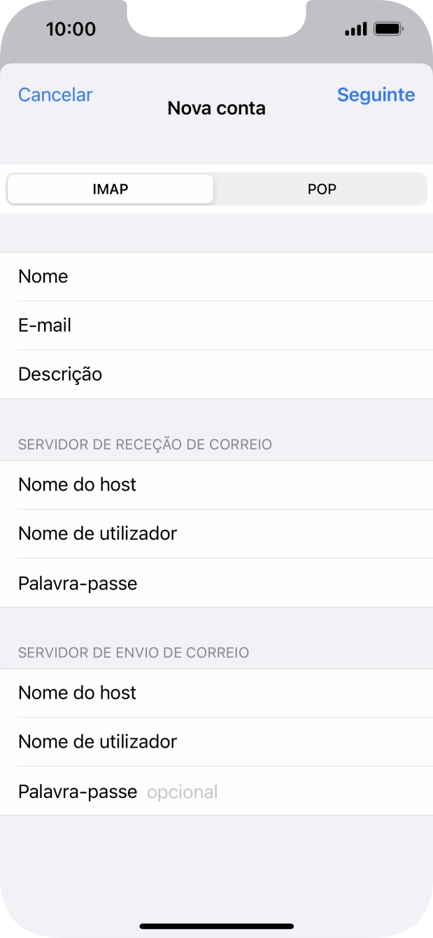 Prima Palavra-passe e introduza a password da sua conta de e-mail na Vodafone.
