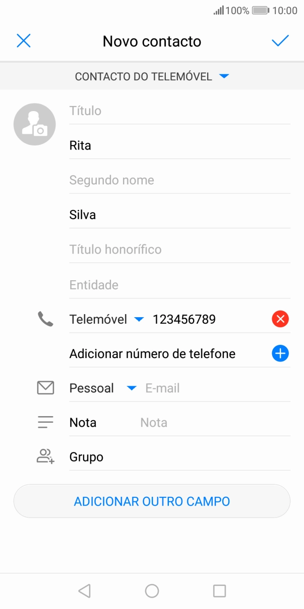 Prima o ícone para aceitar.