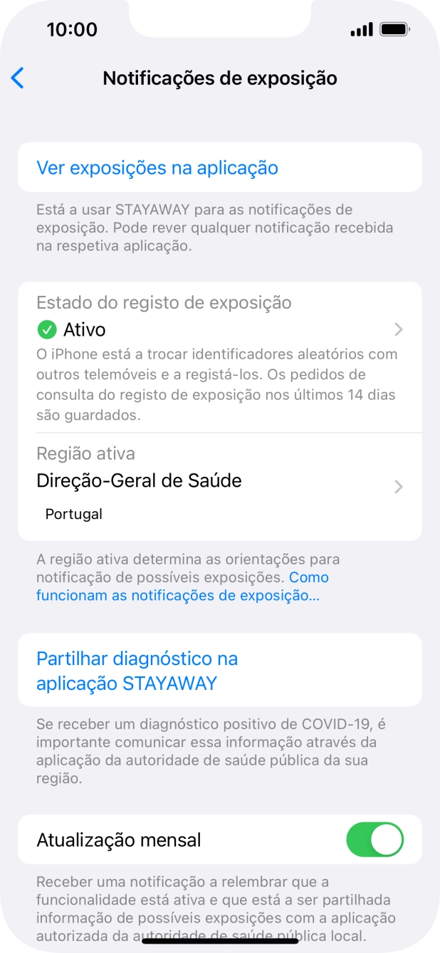 Prima Estado do registo de exposição.
