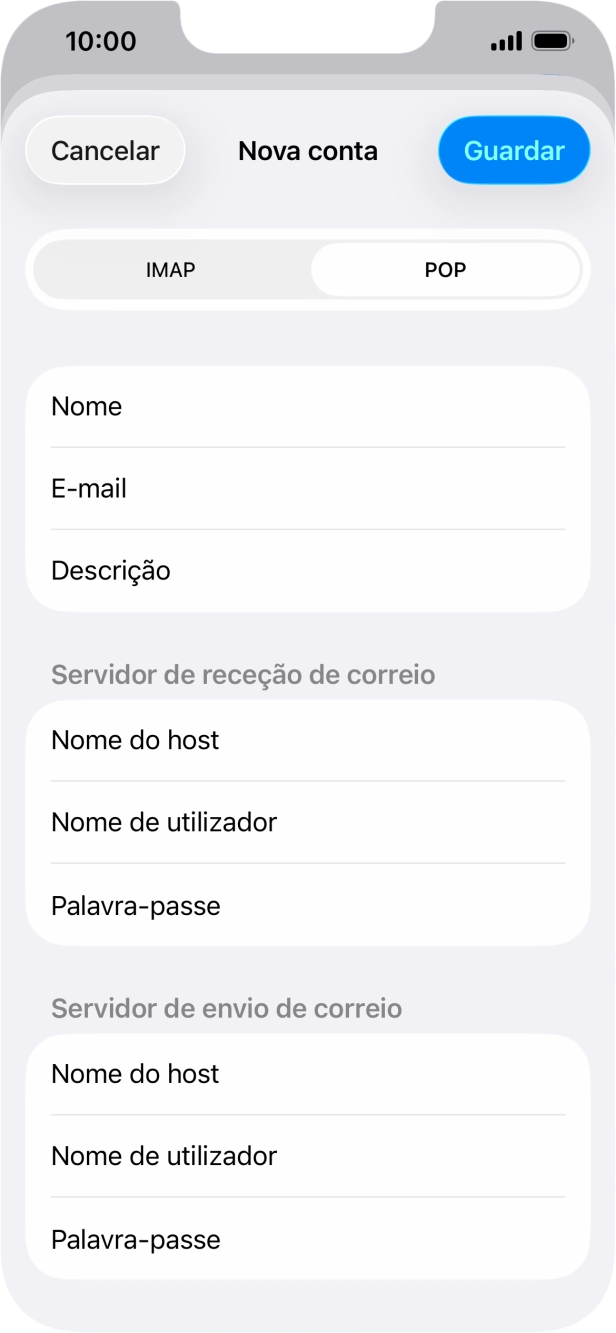 Prima Guardar. A sua conta de e-mail está agora configurada. Se pretender escolher definições adicionais para o servidor de receção e envio, siga os passos seguintes.
