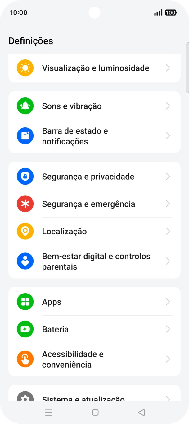 Prima Barra de estado e notificações.