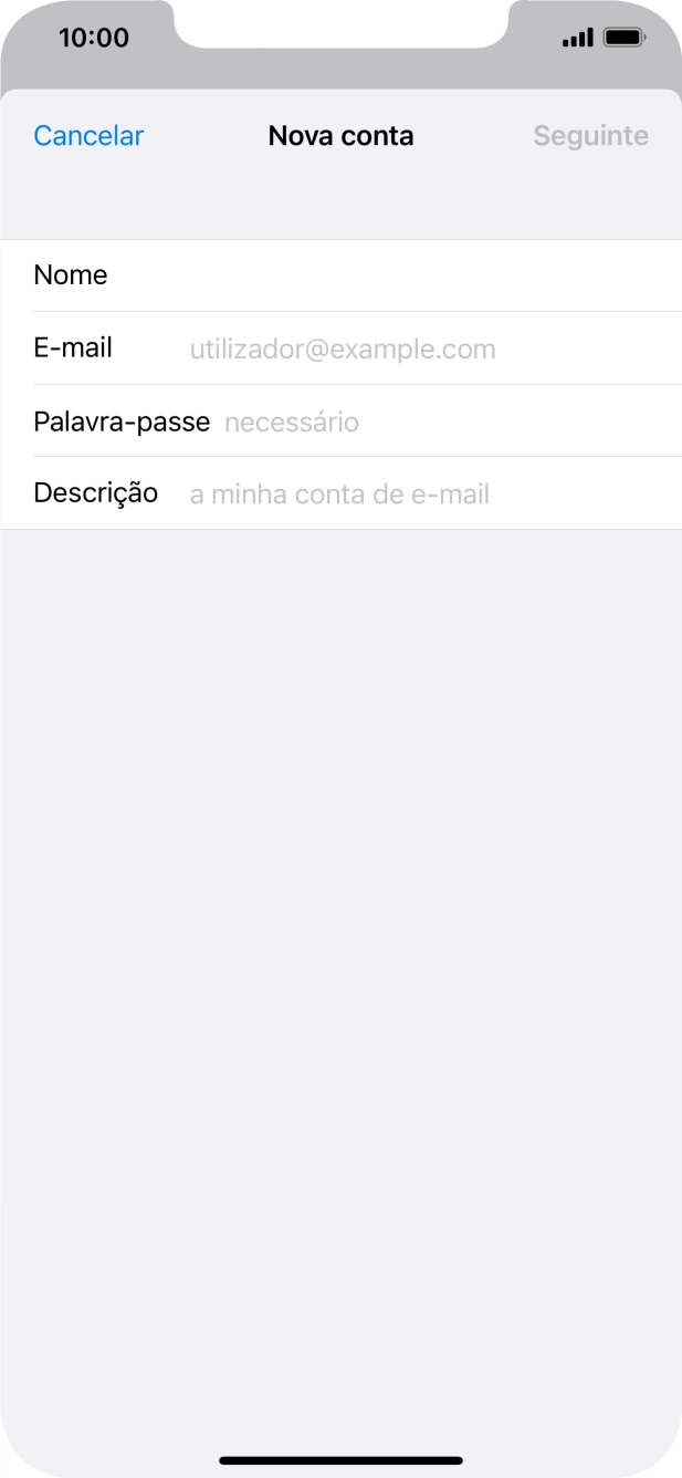 Prima E-mail e introduza o seu endereço de e-mail.