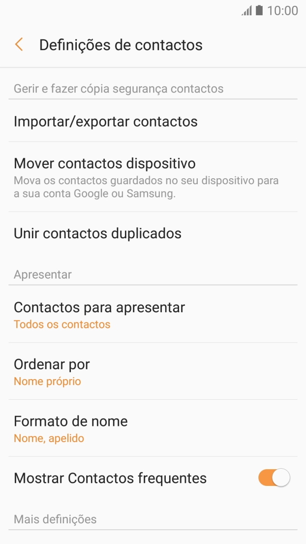 Prima Importar/exportar contactos.