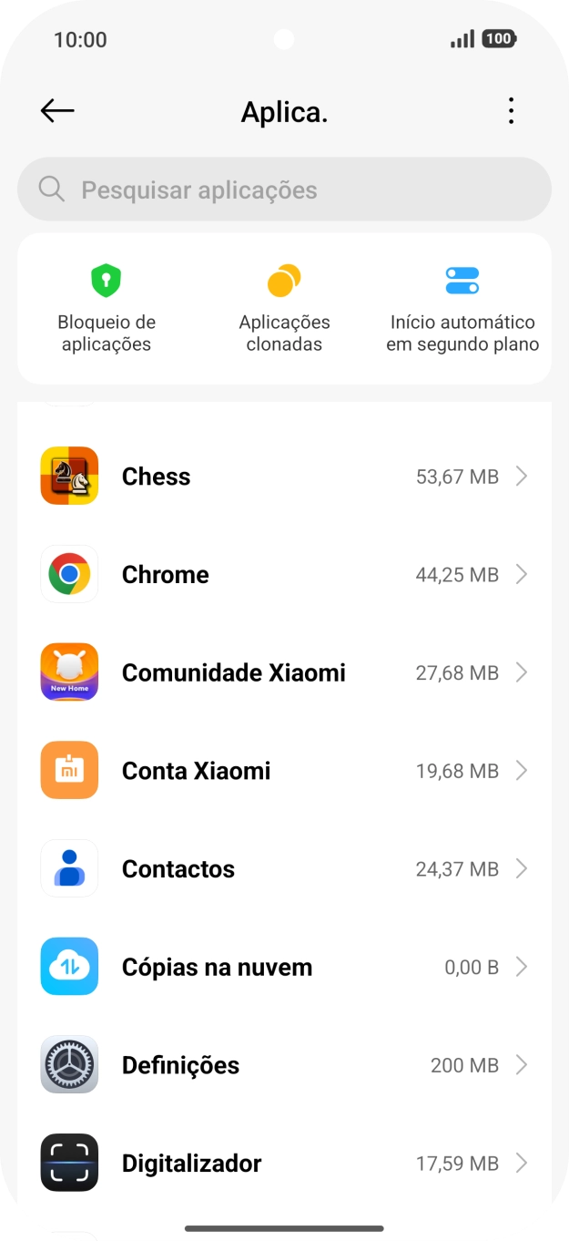 Prima a app pretendida.