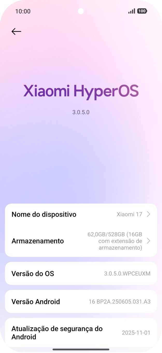 Prima Xiaomi HyperOS. Se existir uma nova versão de software disponível, será agora indicado no ecrã. Siga as indicações no ecrã para atualizar o software do telefone.