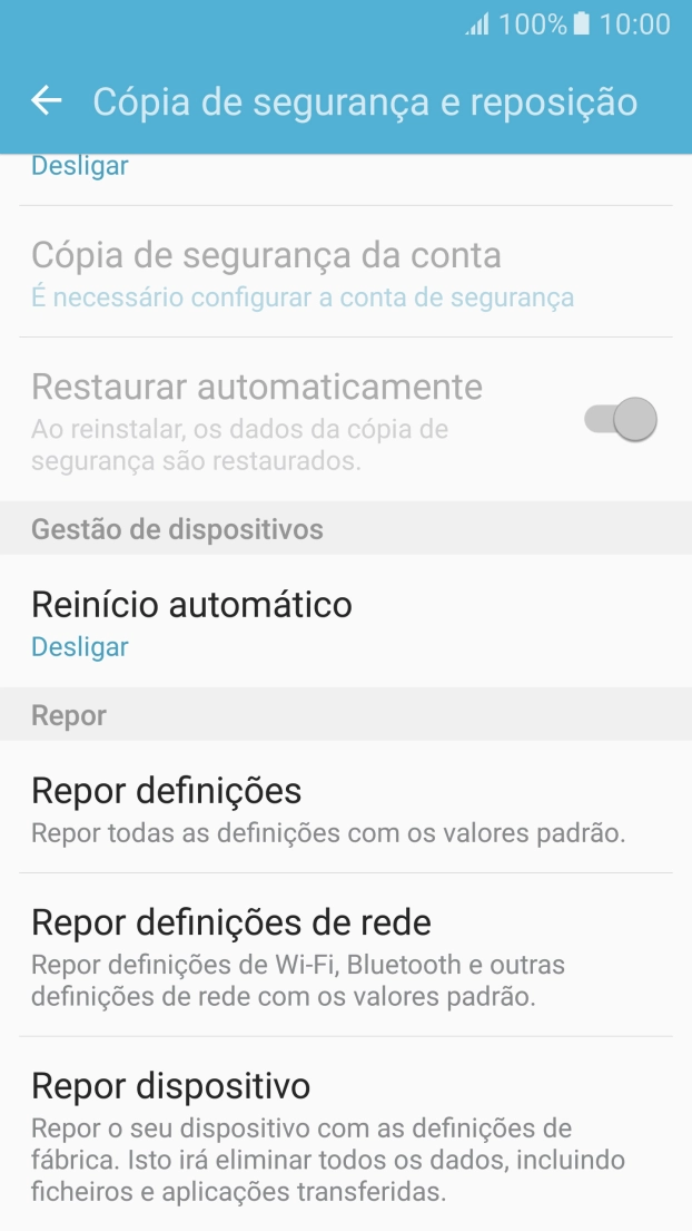 Prima Repor dispositivo.