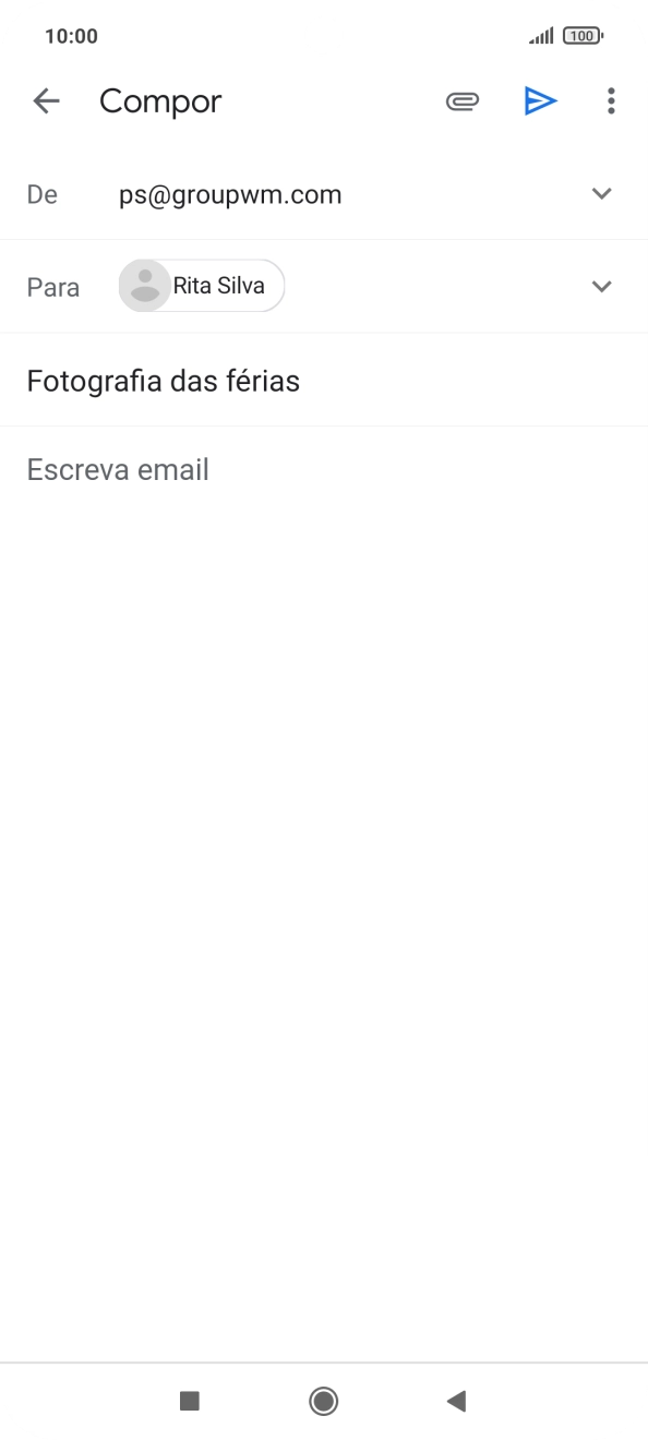 Prima o campo de escrita e escreva o texto do e-mail.