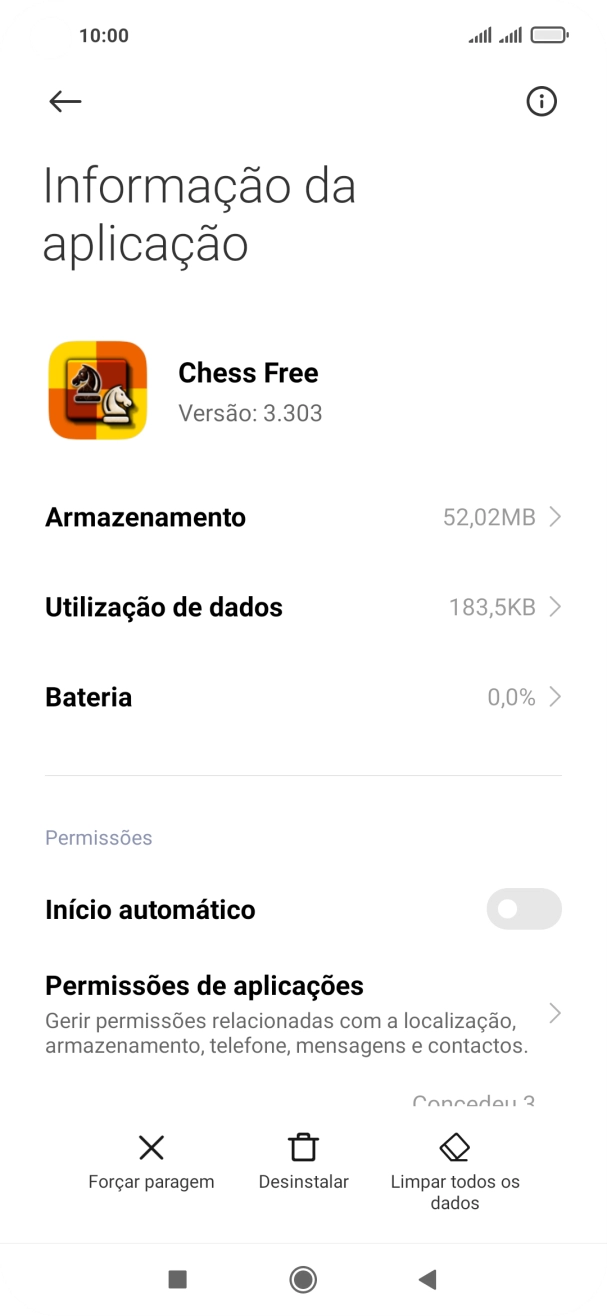 Prima a tecla de início para terminar e voltar ao ecrã inicial.