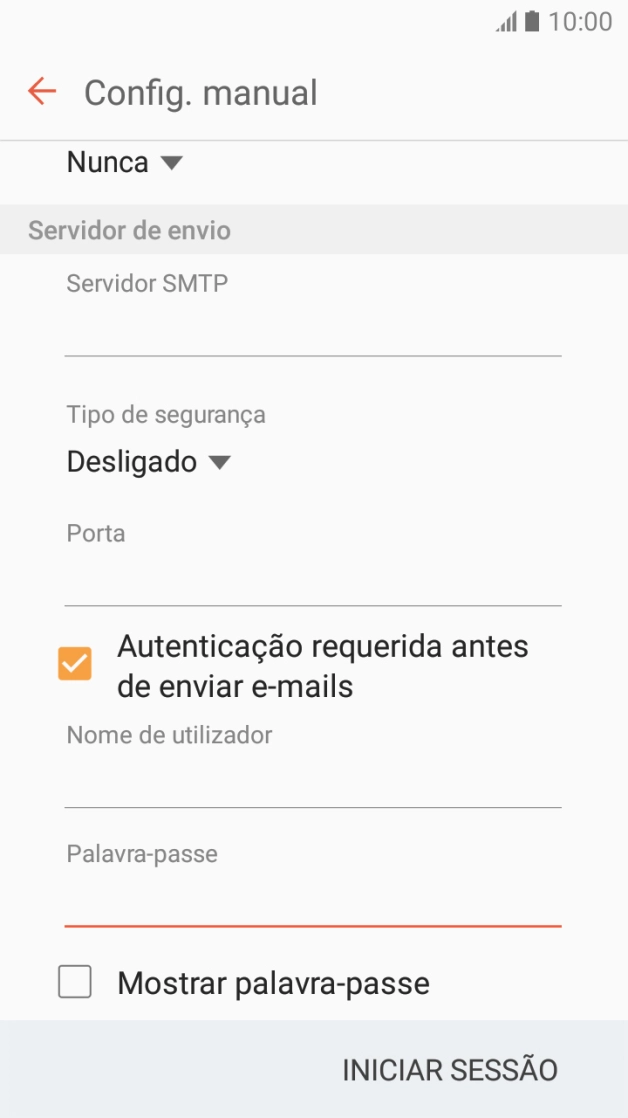 Prima INICIAR SESSÃO.