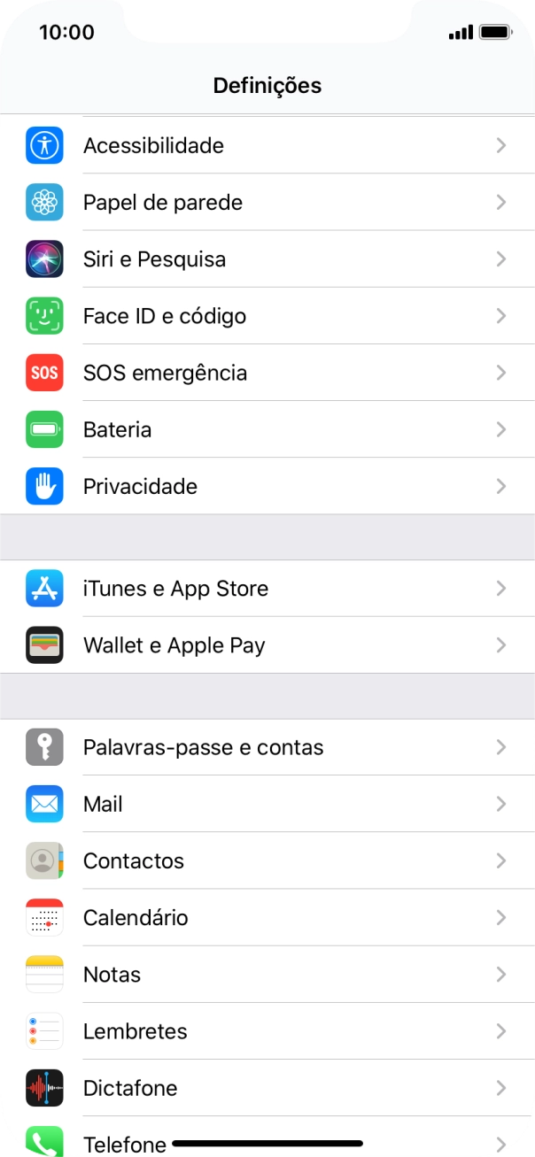 Prima Face ID e código.
