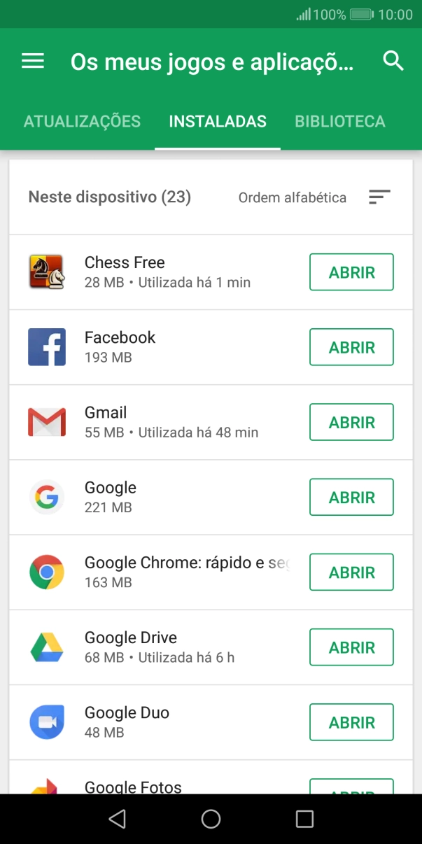 Prima a app pretendida.