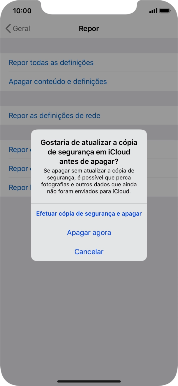 Prima Apagar agora.