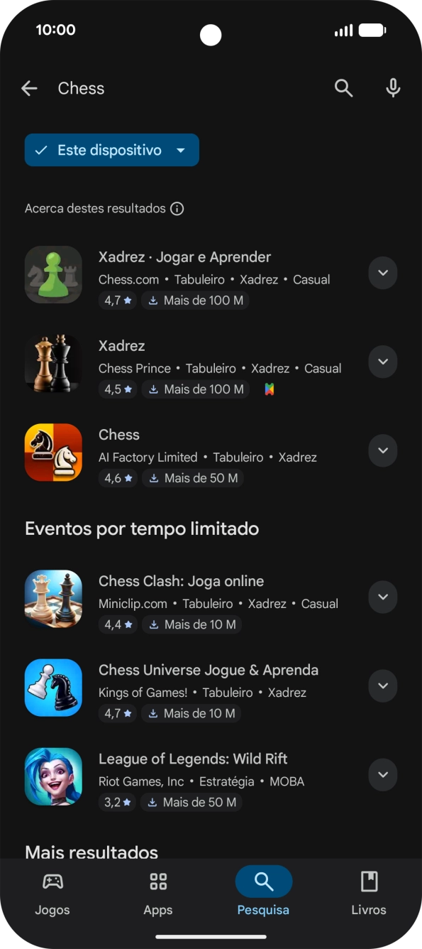 Prima a app pretendida.